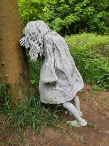 Weeping girl sculpture