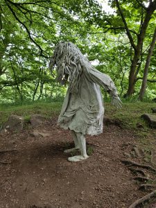 Weeping girl sculpture